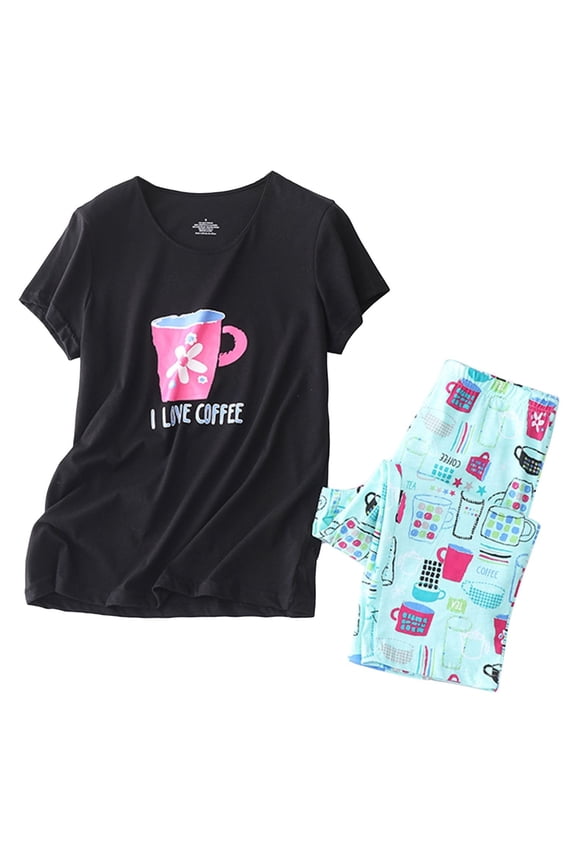 Women's Cute Pajamas 2 Piece Pjs Lounge Capri Thin Lounge Set Soft Summer Funny Lightweight Plus Size Style3 Large