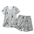 thumbnail image 1 of SWSMCLT Women's Cute Pajamas Cotton Pajama Set Summer Thin Drawstring Pjs Soft Funny V Neck Cool Fall Comfy Loose Gery Cat Large, 1 of 1