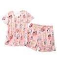 thumbnail image 1 of SWSMCLT Women's Cute Pajamas Cotton Pajama Set Summer Thin Drawstring Pjs Soft Funny V Neck Cool Fall Comfy Loose Pink Cat 3X-Large, 1 of 1