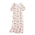 thumbnail image 1 of SWSMCLT Women's Cute Pjs Cotton Nightgown Cool Comfy Loose Sleepwear Long Soft V Neck Holiday Short Sleeve Pink Large, 1 of 4