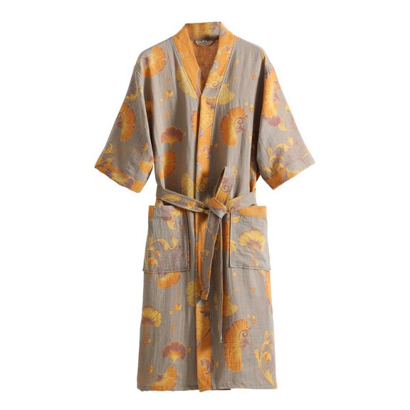 SWSMCLT Women's Cute Robe Cotton Pjs Comfy Long V Neck Breathable Fall Summer Medium Trendy Spring Yellow Medium