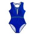 thumbnail image 1 of SWSMCLT Women's Deep V Neck Bathing SuitChic Sleeveless Swimming Suit Keyhole One Piece Swimsuit Mesh Tulle Swimsuit Blue 14, 1 of 1