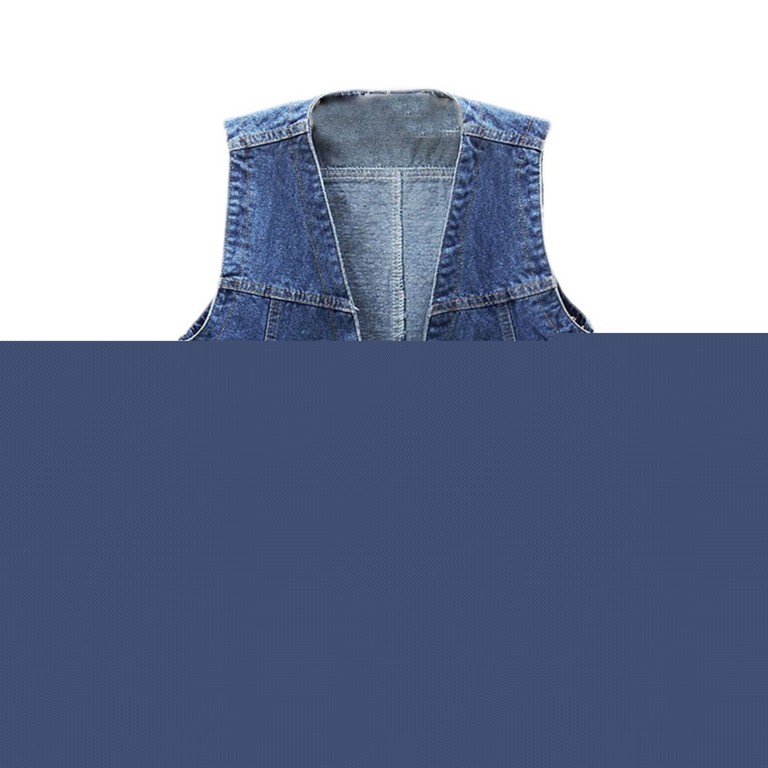 SWSMCLT Women's Denim Tank Top Sleeveless Vest V Neck Cowgirl Vintage Button Top Soft Fashion Cotton Loose Blue Large
