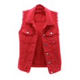 thumbnail image 1 of SWSMCLT Women's Denim Vest Tank Top Western Loose Spring Outerwear Top Sleeveless Soft Button Vintage Fall Fashion Red X-Small-Small, 1 of 1