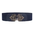 thumbnail image 1 of SWSMCLT Women's Dresses Fashion Summer Ladies Faux Leather Elastic Belt for Dress Graduation Hoco Homecoming Stretchy Thick Wide Stretch Belt with Metal Buckle Navy One Size, 1 of 1