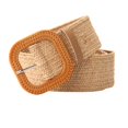 thumbnail image 1 of SWSMCLT Women's Elastic Braided Web Belt Flexible Braided Belt Square Plastic Buckle Raffia Straw Stretch Rattan Webbing Belt Bohemian Summer Fashion Beach Khaki One Size, 1 of 1