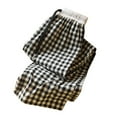 thumbnail image 1 of SWSMCLT Women's Elastic Waistband Pajama Pants Plaid Printed 100 Cotton Sleep Bottoms Medium Waist Gingham Fall Loose Pj Sleepwear Black Large, 1 of 1