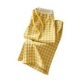 thumbnail image 1 of SWSMCLT Women's Elastic Waistband Pajama Pants Plaid Printed 100 Cotton Sleep Bottoms Medium Waist Gingham Fall Loose Pj Sleepwear Yellow Small-Medium, 1 of 3