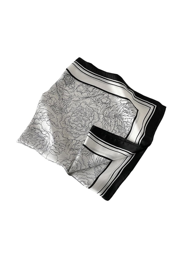 Women's Elegant Bandana Comfy Breathable Spring Head Scarf Scarf Casual Light Fall Convertible Black White07 One Size