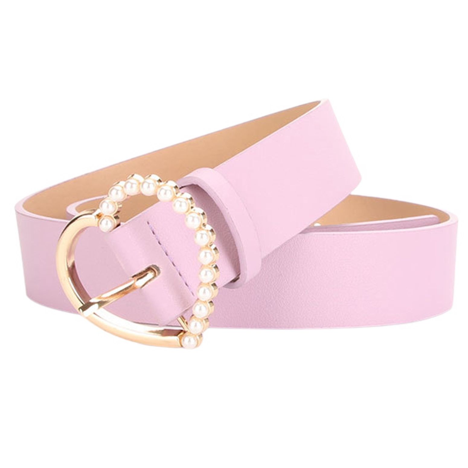 Jdlsppl Women's Faux Leather Belt for Dress Jeans Fancy Pearl Beaded Gold Metal Belt Elegant Fashion Casual Belts Purple One Size