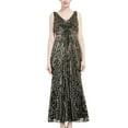 thumbnail image 1 of SWSMCLT Women's Evening Gown Cocktail Maxi Dresses Sleeveless Dress Sequin Gala Sundres Black Gold 4-6, 1 of 5