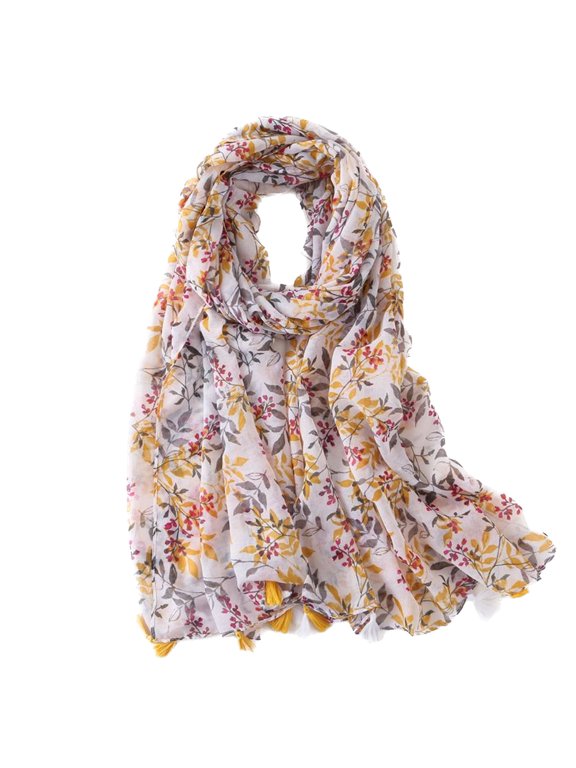 Women's Fall Scarf Summer Shawl Hawaiian Elegant Scarves Thin Vintage Travel Soft Fringe Uv Protection Style1 One Size