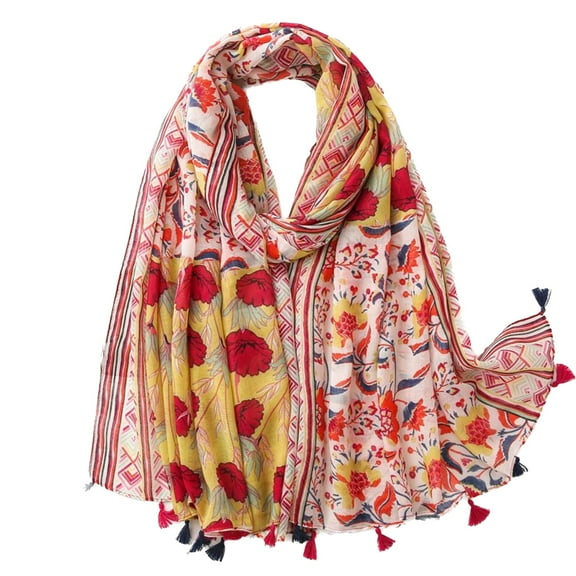 SWSMCLT Women's Fall Scarf Thin Shawl Travel Soft Lightweight Pashmina Vintage Summer Winter Uv Protection Style5 Yellow One Size