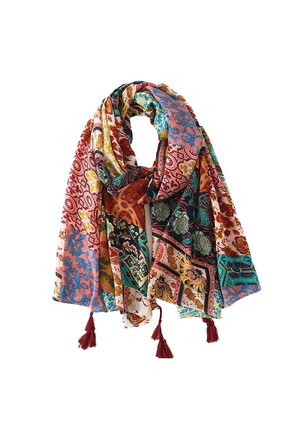 Women's Fall Scarf Thin Shawl Travel Soft Lightweight Pashmina Vintage Summer Winter Uv Protection Style9 One Size