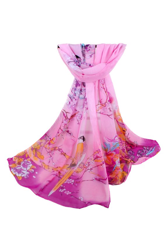 Women's Fall Scarf Winter Muffler Chiffon Sun Protection Summer Scarves Vintage Lightweight Cool Amaranth One Size