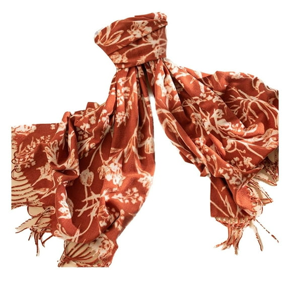 SWSMCLT Women's Fall Scarf Winter Scarves Dinner Winter Scarf Thick Lightweight Warm Fringe Family Casual Orange One Size