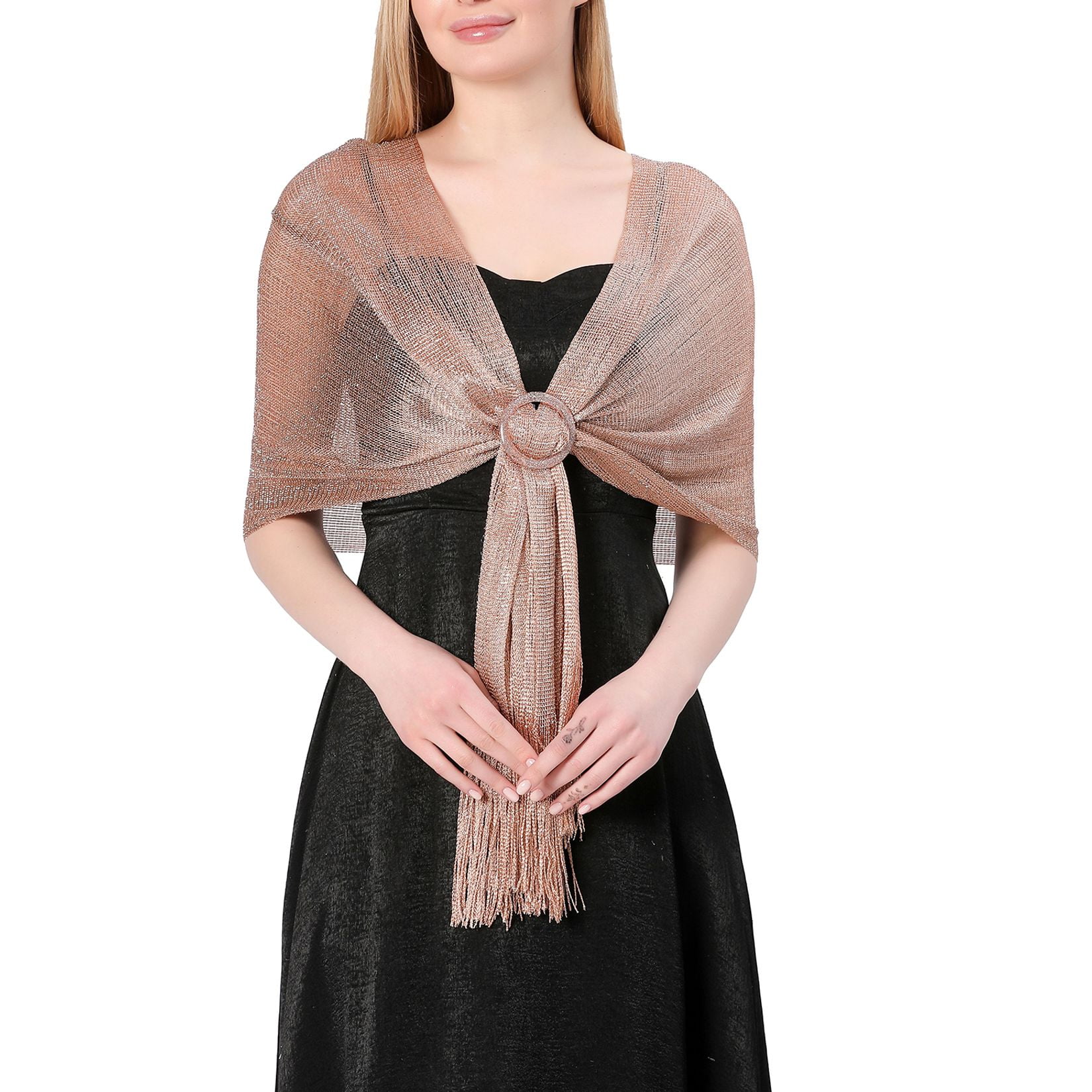 SWSMCLT Women's Fall Shawl Metallic Fringe Scarves Wedding