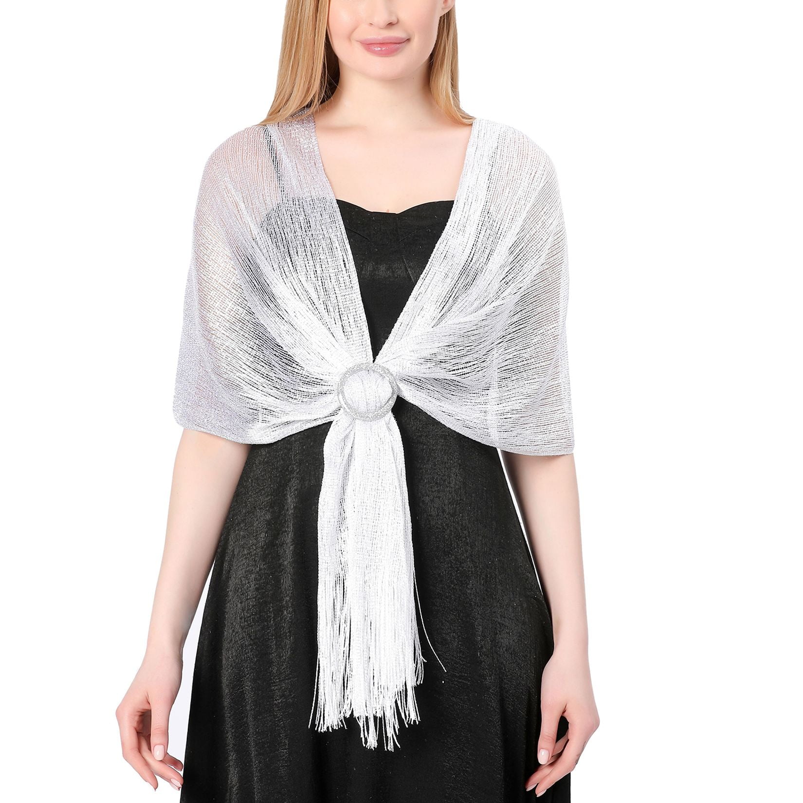 SWSMCLT Women's Fall Shawl Metallic Fringe Scarves Wedding