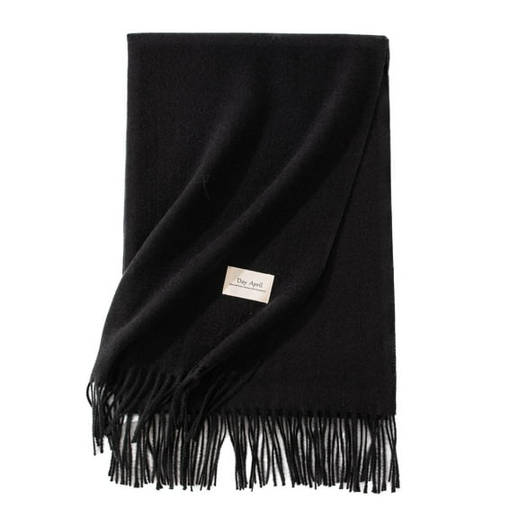 SWSMCLT Women's Fall Shawl Warm Scarf Thick Spring Casual Scarves Winter Lightweight Soft Cozy Fringe Fashion Black One Size