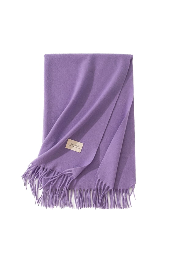 Women's Fall Shawl Warm Scarf Thick Spring Casual Scarves Winter Lightweight Soft Cozy Fringe Fashion Light Purple One Size
