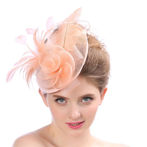 SWSMCLT Women's Fascinator Tea Party Hat Mesh Fancy Wedding Elegant Hat Kentucky Derby Hat Party Fashion Pink One Size