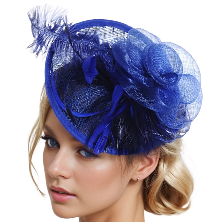 HOT TEA Party Fascinator Kentucky Derby Hat A-navy Blue Navy Blue Fascinator Hat: Kentucky Derby Tea Party Headpiece  main image 2