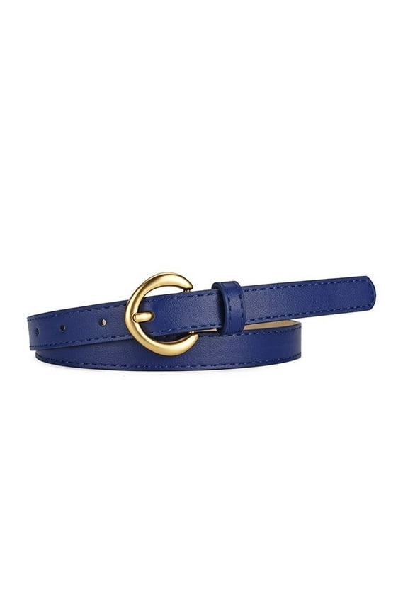 Women's Fashion Belt Buckle Summer Metal D Ring Faux Leather Belt For Dress Winter Casual Classic Navy Small-Large