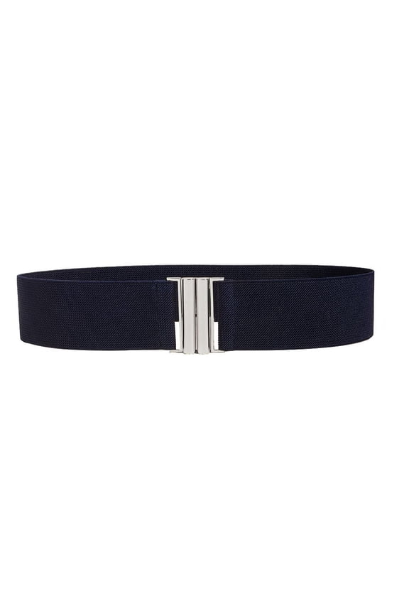 Women's Fashion Belt Buckle Web Belt Braided Winter Date Basic Fabric Belt Stretch Wide Holeless Navy X-Small-Large