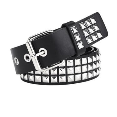 SWSMCLT Women's Fashion Belt Faux Leather Buckle Steampunk Metal Studded Medium Square Basic Spring Fall Black1 X-Small-Large