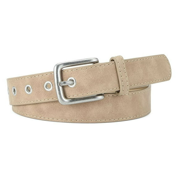 SWSMCLT Women's Fashion Belt For Dress Winter Fall Date Faux Leather Belt Buckle Medium Metal Buckle Travel Khaki Small-Large