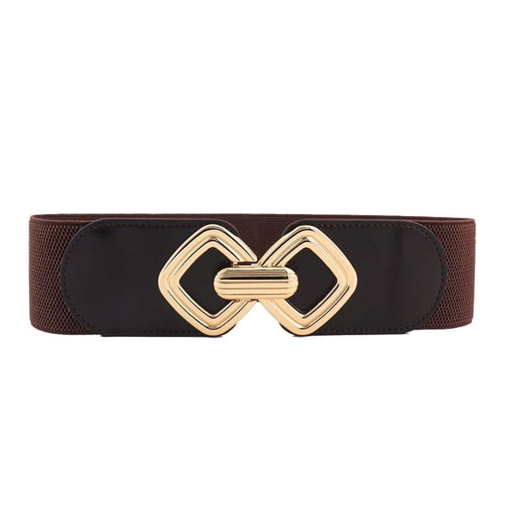 SWSMCLT Women's Fashion Belt Metal Holeless Web Belt Braided Belt Buckle Wide Braided Metal Buckle Winter Brown X-Small-Large