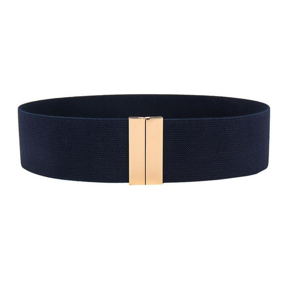 SWSMCLT Women's Fashion Belt Stretch Web Belt Metal Buckle Belt For Dress Metal Wide Casual Holeless Date Summer Navy X-Small-Large