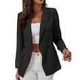 thumbnail image 1 of SWSMCLT Women's Fashion Crop Thin Casual Business Long Sleeve Blazer Soft Top Fall Fitted Winter Casual Blazer Jacket Black Medium, 1 of 1