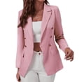 thumbnail image 1 of SWSMCLT Women's Fashion Crop Thin Casual Business Long Sleeve Blazer Soft Top Fall Fitted Winter Casual Blazer Jacket Pink Large, 1 of 4