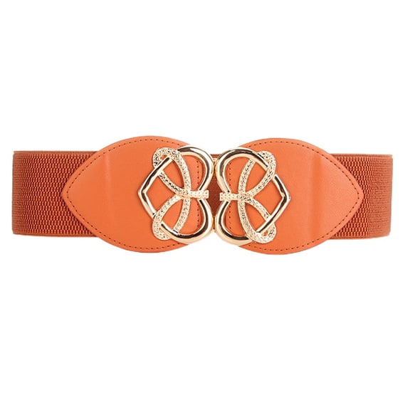 SWSMCLT Women's Fashion Faux Leather Elastic Belt Thick Belt For Dress Casual Buckle Comfy Summer Elegant Umber One Size