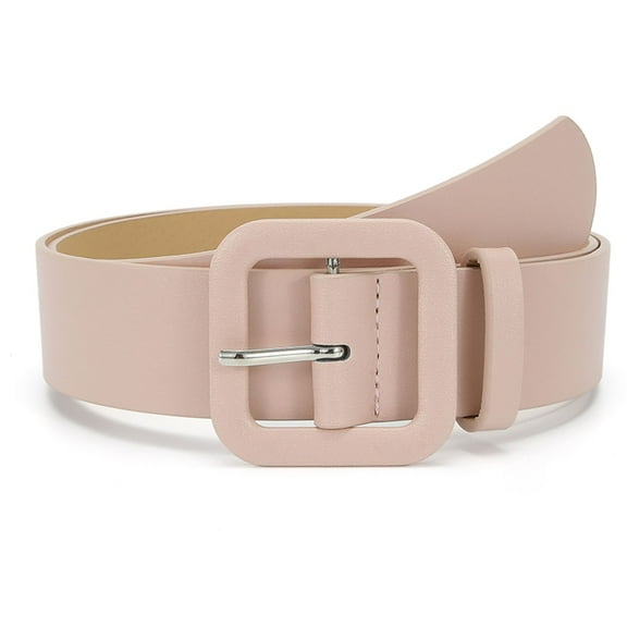 SWSMCLT Women's Fashion PU Belt Faux Leather Belt Slimming Spring Summer For Dress Square Casual Fall Pink One Size