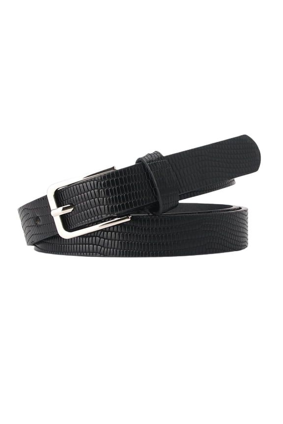 Women's Fashion PU Belt Winter Spring Metal Buckle Belt For Dress Patent Leather Printed Casual Black One Size