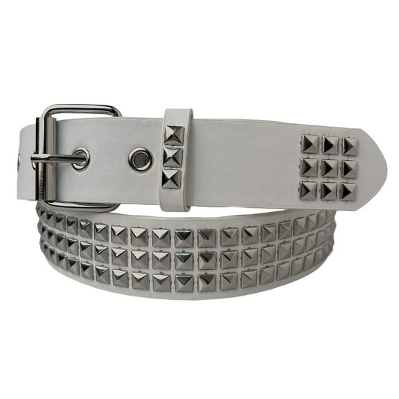 SWSMCLT Women's Fashion Studded Belt Metal Halloween Faux Fur Faux Leather Harem Punk Rock Grommet Belts White X-Small-Large