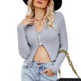 thumbnail image 1 of SWSMCLT Women's Fashion Thermal Fall Winter Long Sleeve Sweater Crop Top Soft Spring Knit Cozy Cropped Top Grey Medium, 1 of 4