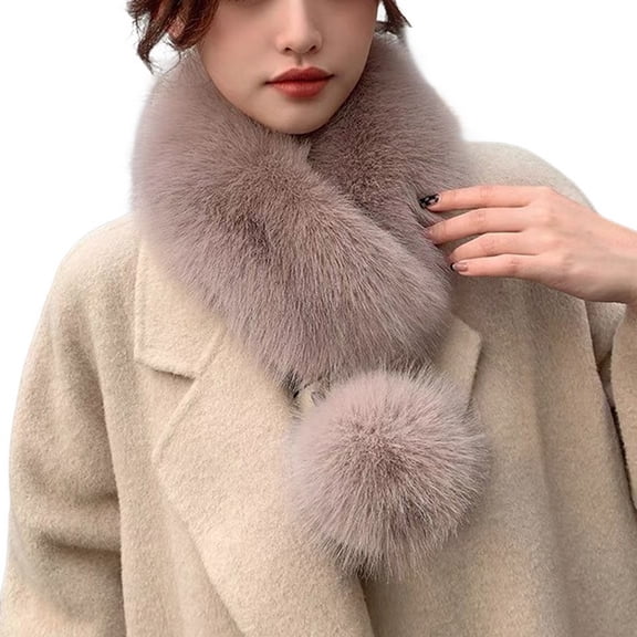 SWSMCLT Women's Faux Fur Scarf Warm Scarves Fashion Cozy Button Casual Winter Spring Soft Scarves & Wraps Dark Khaki One Size