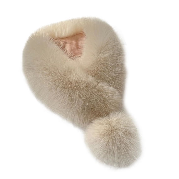 SWSMCLT Women's Faux Fur Scarf Warm Scarves Fashion Cozy Button Casual Winter Spring Soft Scarves & Wraps Milk Tea One Size