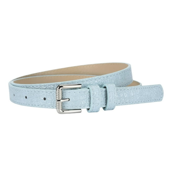 SWSMCLT Women's Faux Leather Adjustable Belts Spring Party Skinny Groove Belt Metal Belt Vintage Fashion Sky Blue X-Small-Large