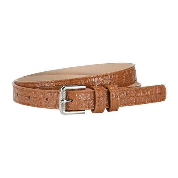 SWSMCLT Women's Faux Leather Adjustable Belts Spring Party Skinny Groove Belt Metal Belt Vintage Fashion Umber X-Small-Large