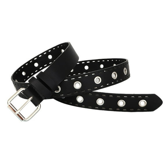 SWSMCLT Women's Faux Leather Belt Buckle Rhinestone Bling Fashion Metal Adjustable Belts Groove Grommet Belt Style1 X-Small-Large