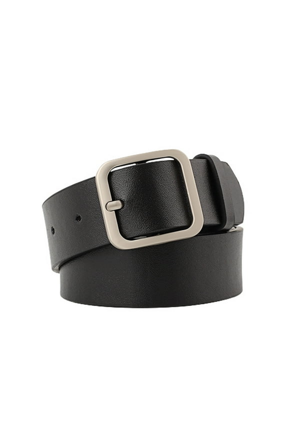 Women's Faux Leather Belt Chic Slim Fashion Casual Faux Suede Leather Metal Buckle Thin Belt for Dress Jeans Belts Black Silver One Size 2