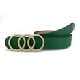 thumbnail image 1 of SWSMCLT Women's Faux Leather Belt Cocktail Slimming Holeless Belt For Dress Metal Buckle Winter Green One Size, 1 of 1