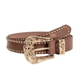 thumbnail image 1 of SWSMCLT Women's Faux Leather Belt Fashion Adjustable Belts Buckle Steampunk Riding Metal Buckle Studded Metal Brown X-Small-Medium, 1 of 3