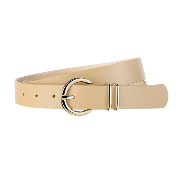 SWSMCLT Women's Faux Leather Belt Fashion Adjustable Belts Medium Summer Classic Casual Buckle Groove Belt Khaki Large-X-Large