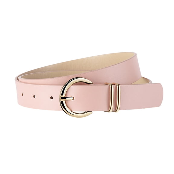 SWSMCLT Women's Faux Leather Belt Fashion Adjustable Belts Medium Summer Classic Casual Buckle Groove Belt Pink Small-Medium
