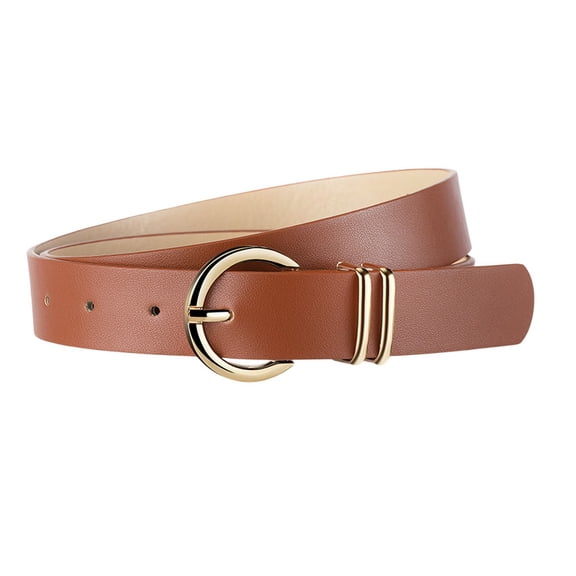 SWSMCLT Women's Faux Leather Belt Fashion Adjustable Belts Medium Summer Classic Casual Buckle Groove Belt Umber Large-X-Large